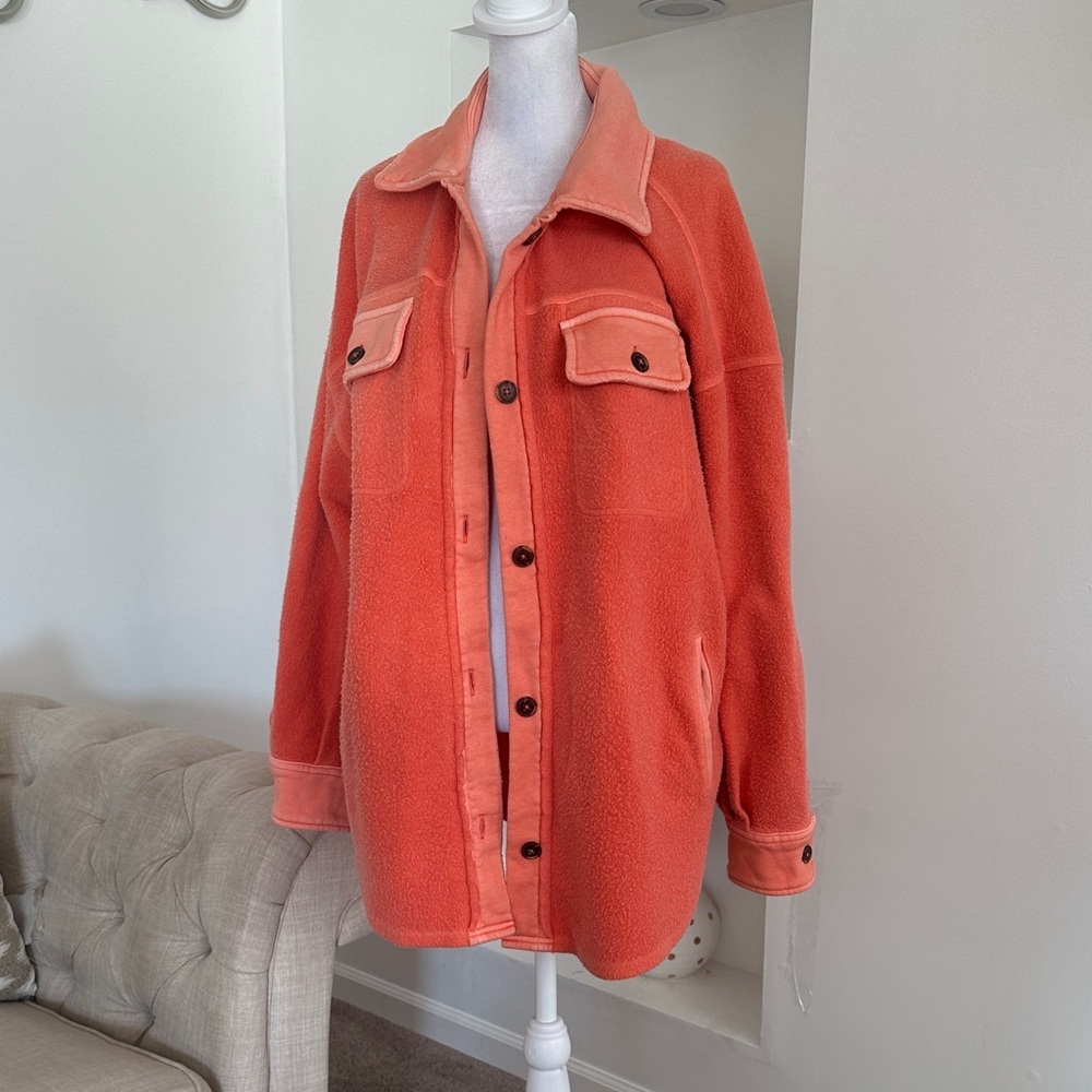 Free People Vibrant Orange Teddy Jacket - Picture 2 of 8
